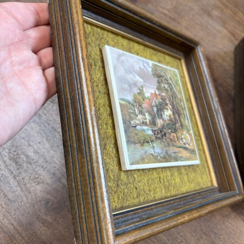 Vintage Framed Dutch Delft Tiles Wall Art Home Decor Landscape Country Cottage - Picture 4 of 12